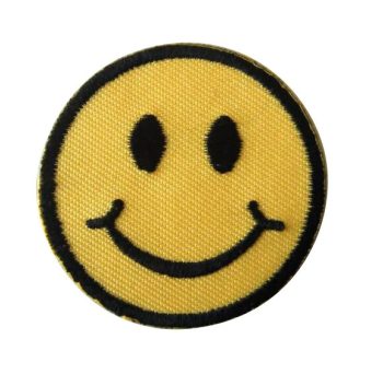 Smiley Face Embroidered Patch - Small