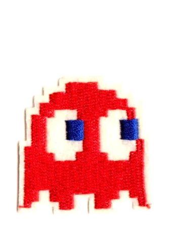 Pacman Ghost Embroidered Patch - Red