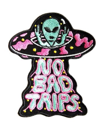  No Bad Trips' Groovy Alien Embroidered Patch