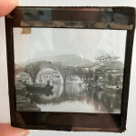 Antique Magic Lantern Glass Slide,  Japanese River Scene