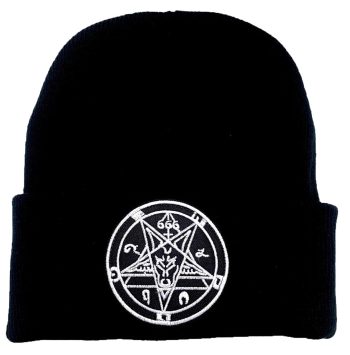 Satanic Pentagram Beanie with Embroidered Logo