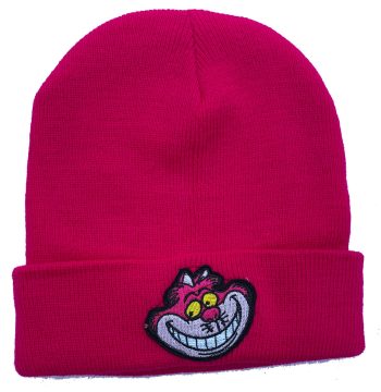 Cheshire Cat Pink Beanie with Embroidered Logo