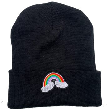 Rainbow With Clouds Beanie with Embroidered Logo
