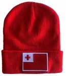 Tonga Flag Supporters Beanie with Embroidered Logo