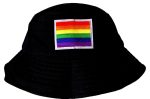 Gay Rainbow Pride Flag Bucket Hat with Embroidered Logo - LGBTQ Pride
