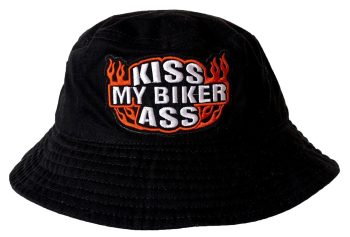 Kiss My Biker Ass' Bucket Hat with Embroidered Logo