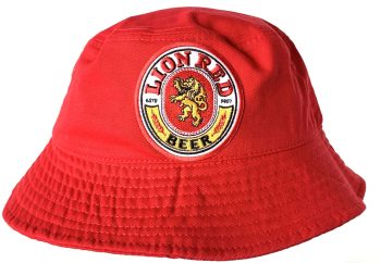Lion Red Bucket Hat with Embroidered Logo - Red or Black