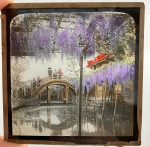 Antique Magic Lantern Glass Slide,  Japanese River  Gardens Scene