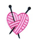 Knitting Needles and Heart-shaped Wool Embroidered Patch