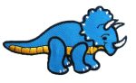 Triceratops Dinosaur Embroidered Patch - Blue
